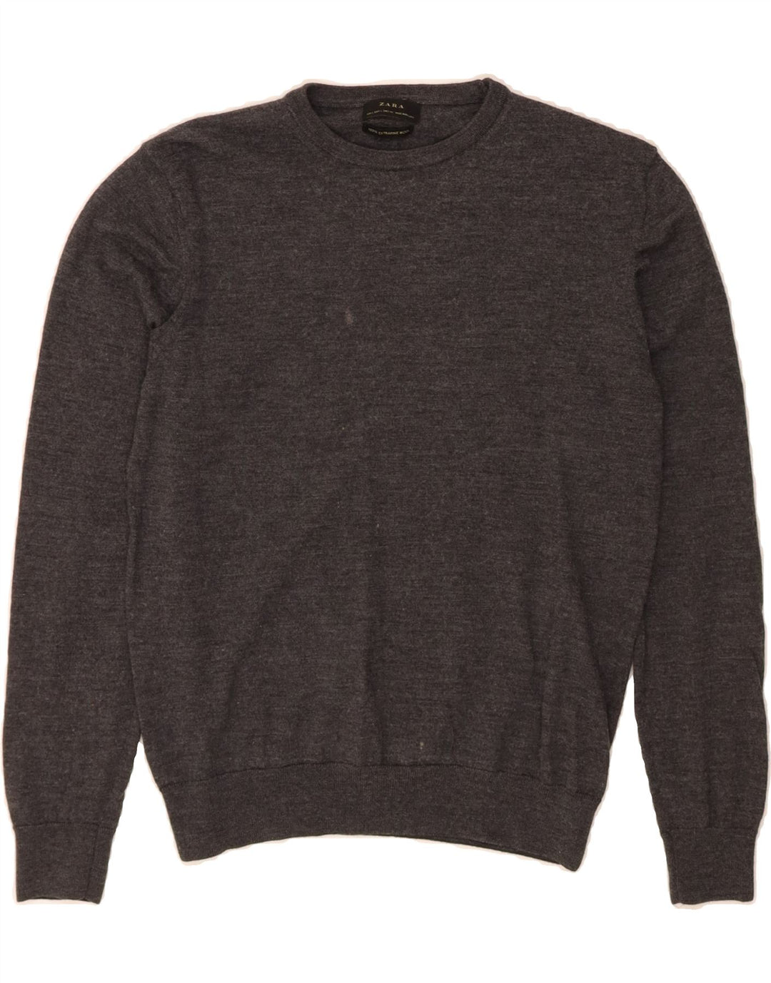 ZARA Mens Crew Neck Jumper Sweater Large Grey Wool Vintage Zara and Second-Hand Zara from Messina Hembry 