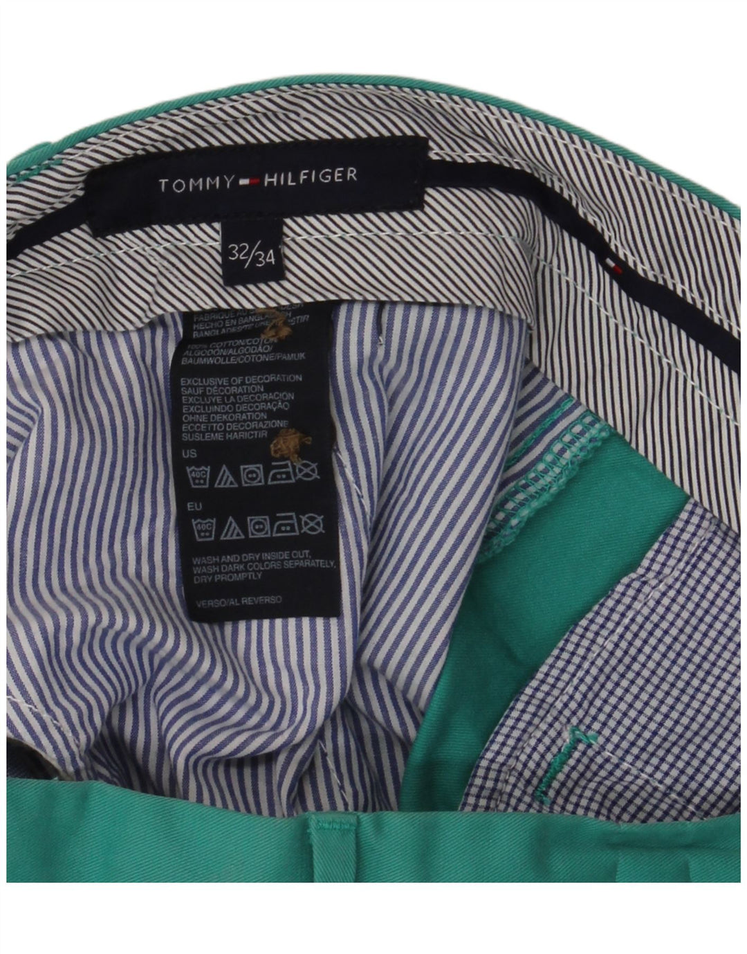 TOMMY HILFIGER Gerade Chinohose für Herren, W32, L32, türkisfarbene Baumwolle