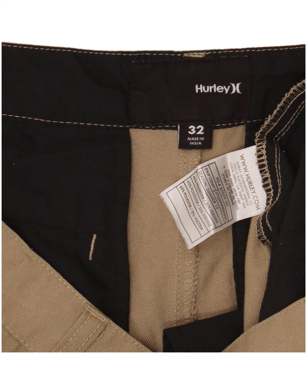 HURLEY Herren-Chinoshorts W32 Mittelbeigefarbenes Polyester