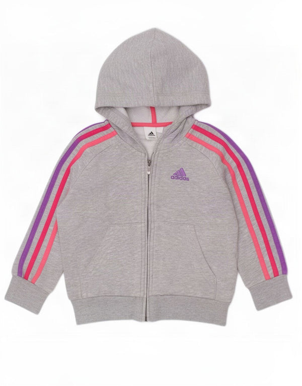 Adidas Baby-Mädchen-Kapuzenpullover mit Reißverschluss, 12–18 Monate, graue Baumwolle