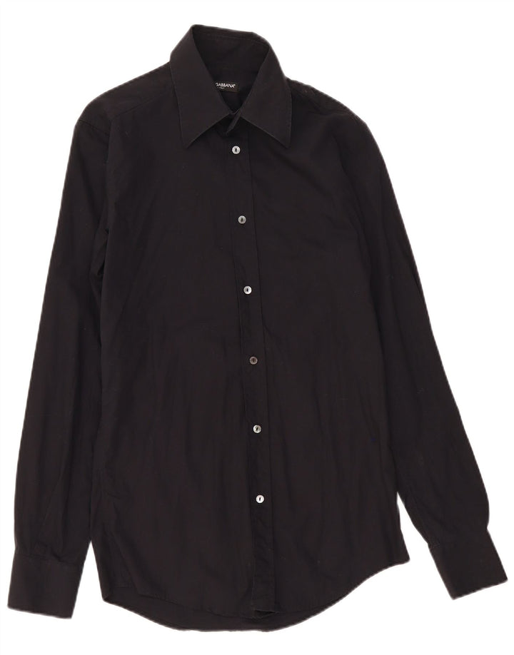 Dolce & Gabbana Herrenhemd Größe 39 15 1/2 Mittelschwarze Baumwolle