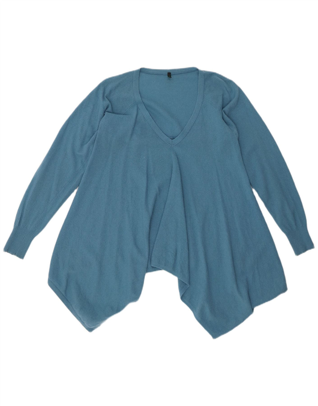 Benetton Damen-Pullover mit asymmetrischem V-Ausschnitt, Gr. 10, Größe S, Blau