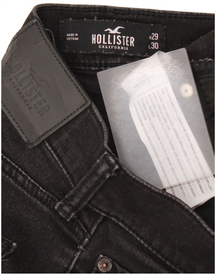Hollister Distressed Slim Jeans für Damen, W29, L30, schwarze Baumwolle