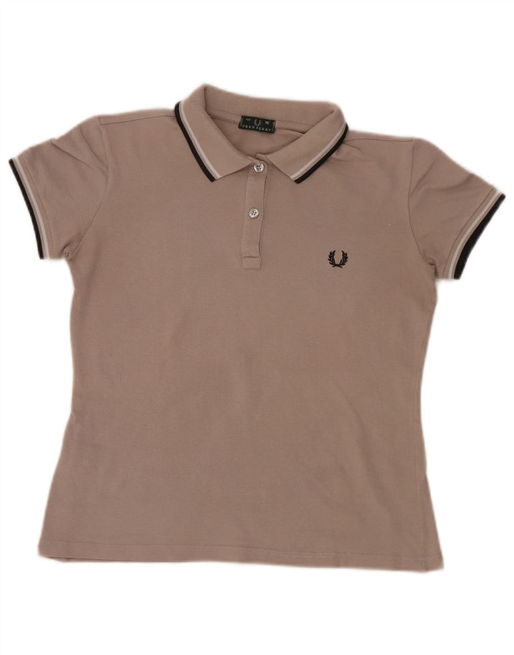 Fred Perry Damen Poloshirt UK 12 Mittelgraue Baumwolle