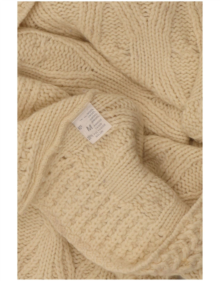 Vintage Damen Crop Rollkragenpullover Pullover UK 14 Medium Off White Wool