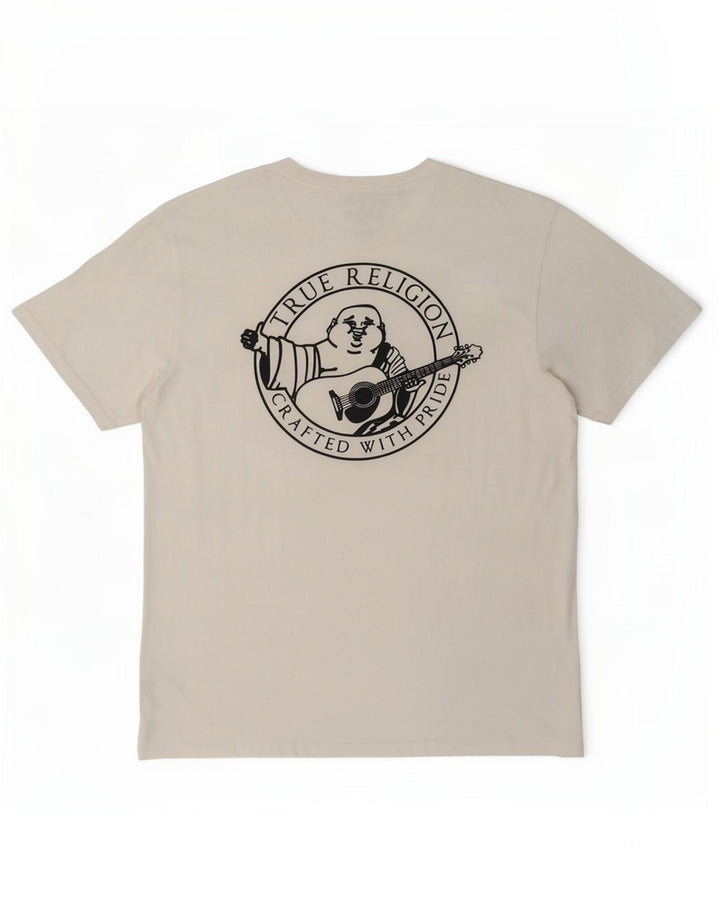 True Religion Herren-T-Shirt mit Grafik, XL, weiße Baumwolle