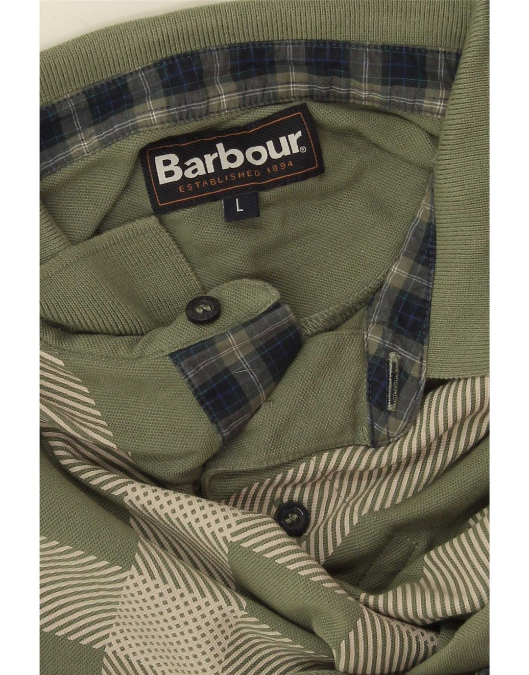 Barbour Herren-Poloshirt, groß, grün kariert