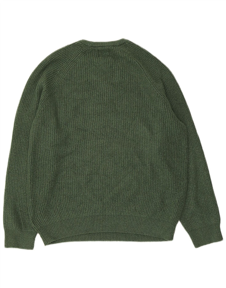 Marks & Spencer Herren-Pullover mit Rundhalsausschnitt, Größe L, Grün, Polyamid
