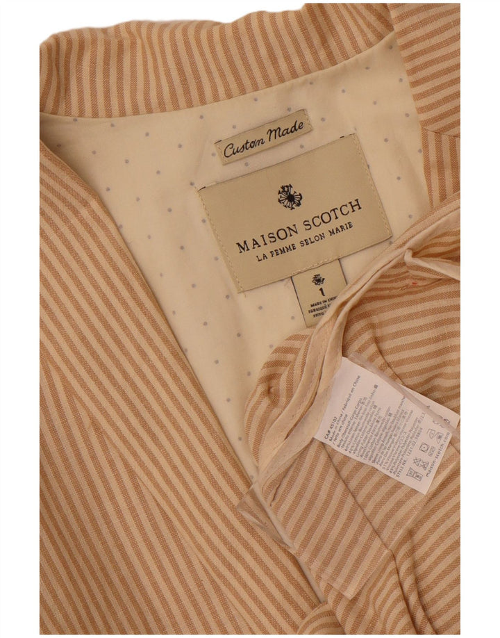 Maison Scotch Damen-Blazer mit 2 Knöpfen, Größe 1, klein, beige, Nadelstreifen