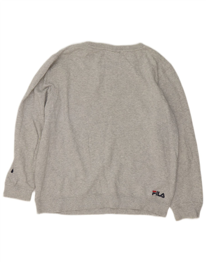 Fila Herren Grafik-Sweatshirt-Pullover aus mittelgrau gesprenkelter Baumwolle