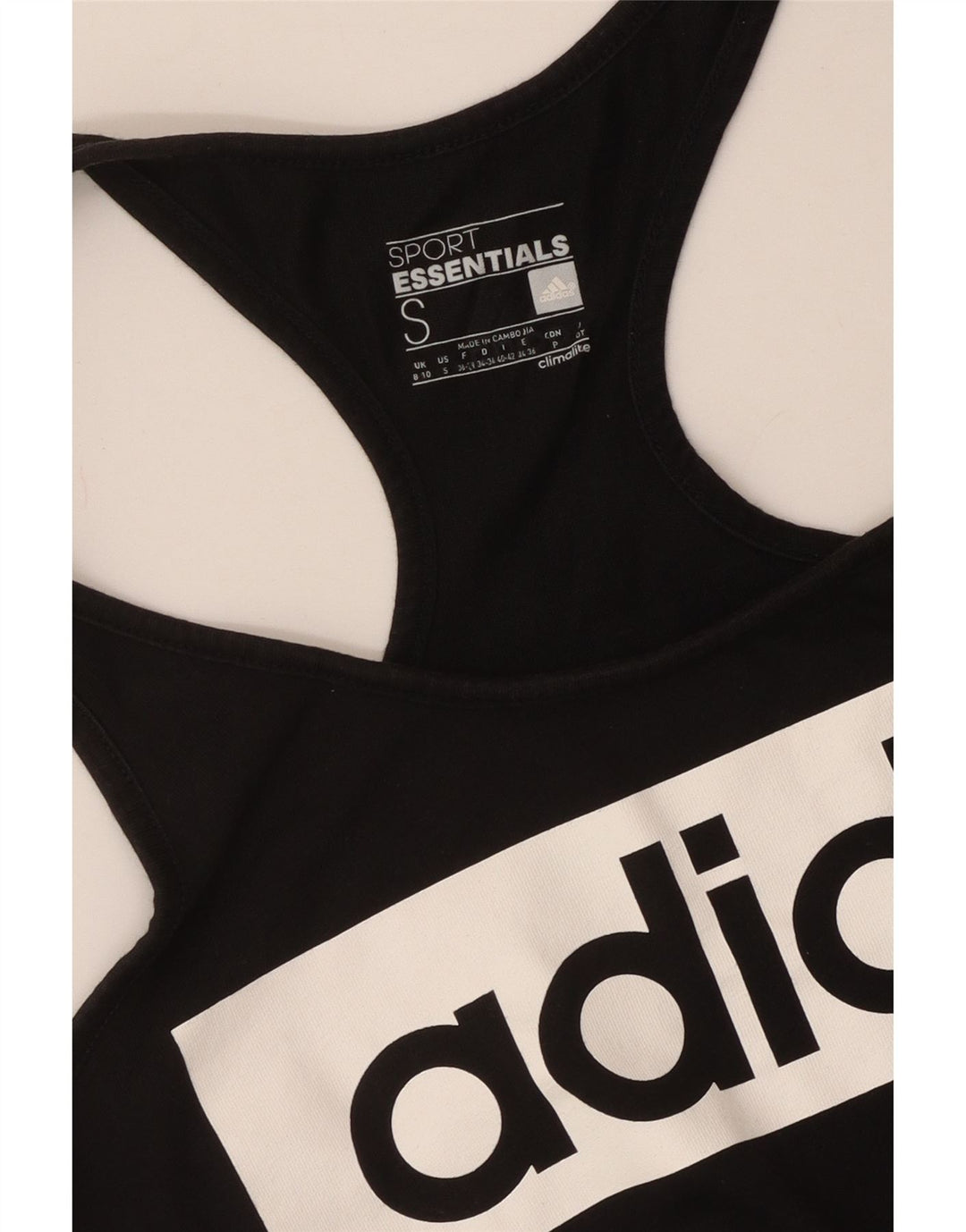 ADIDAS Damen Climalite Graphic Vest Top UK 8/10 Small Schwarz