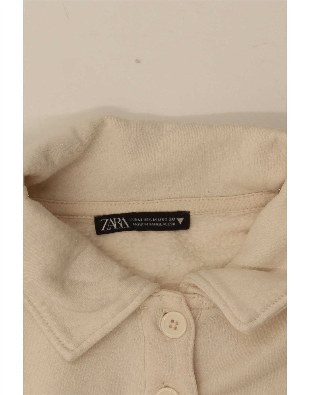 Zara Damen-Sweatshirt mit Polo-Ausschnitt, Gr. 14, mittelbeige
