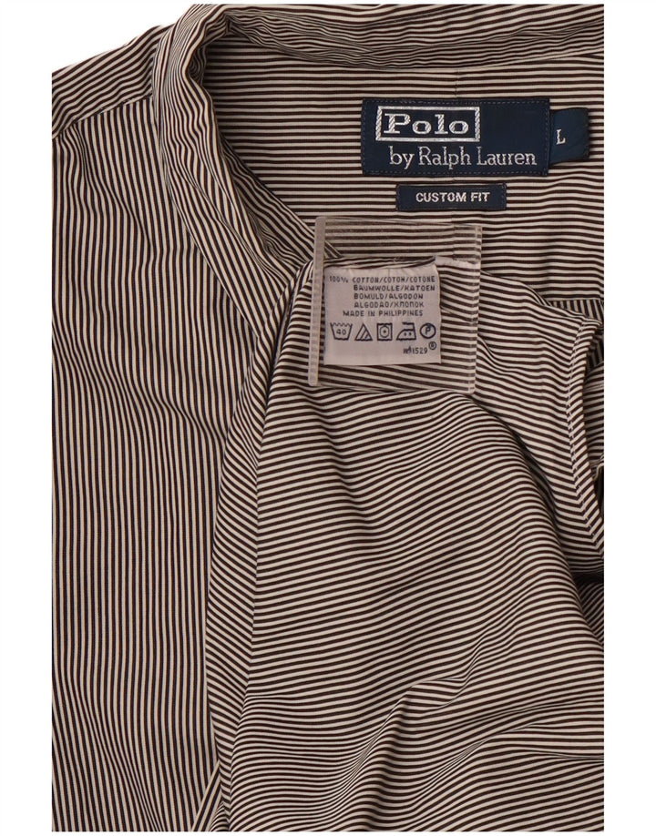 POLO RALPH LAUREN Herren-Hemd mit individueller Passform, groß, schwarz gestreift, Baumwolle