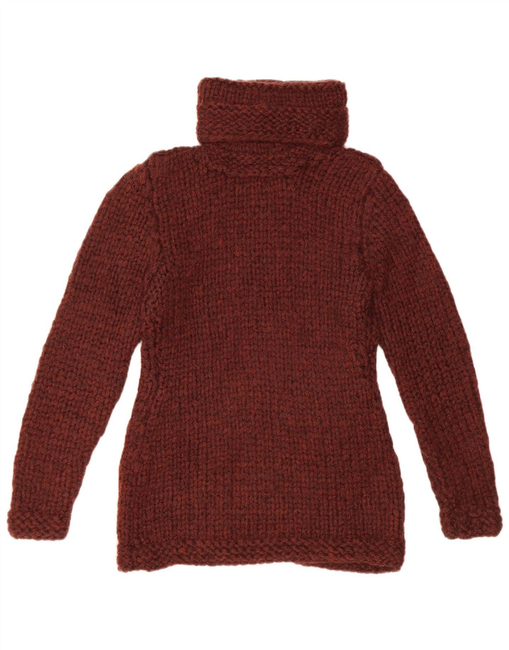 Vintage Damen Rollkragenpullover Pullover UK 10 Small Burgundy