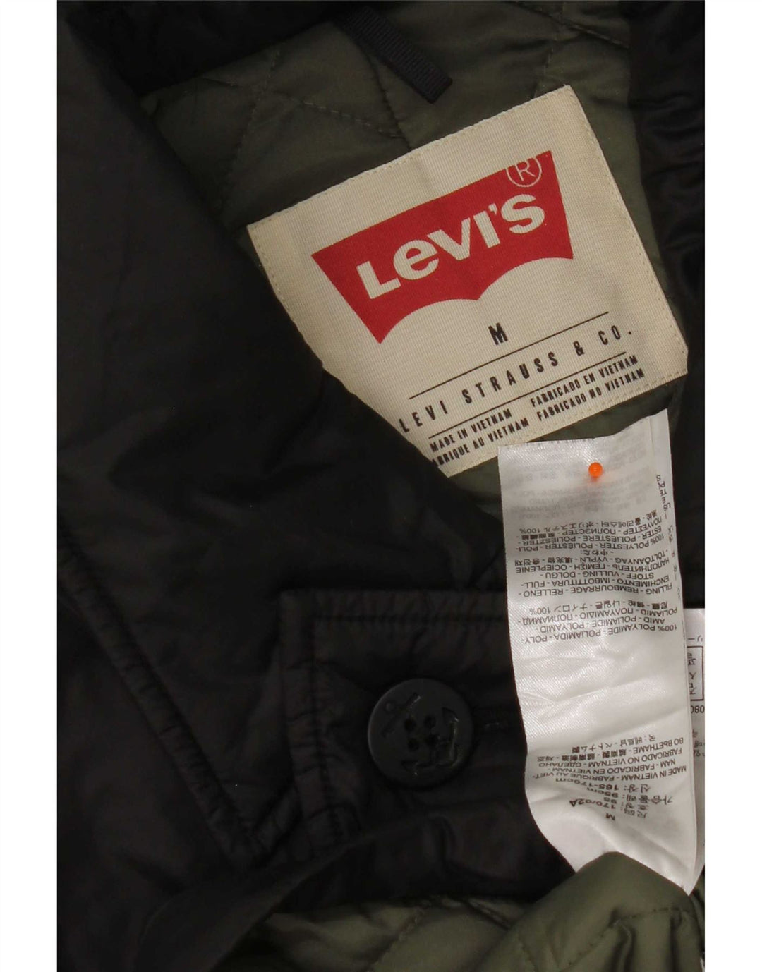 Levi's Herren gepolsterte Militärjacke UK 38 Mittelschwarzes Nylon