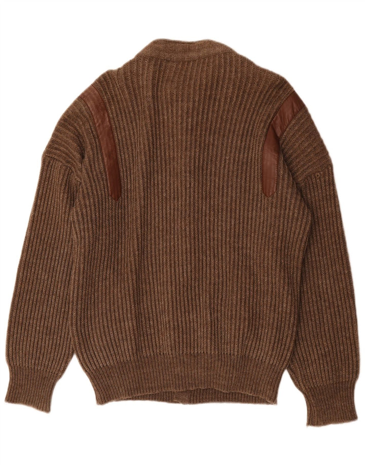 Vintage Herren Strickjacke Pullover Groß Braun
