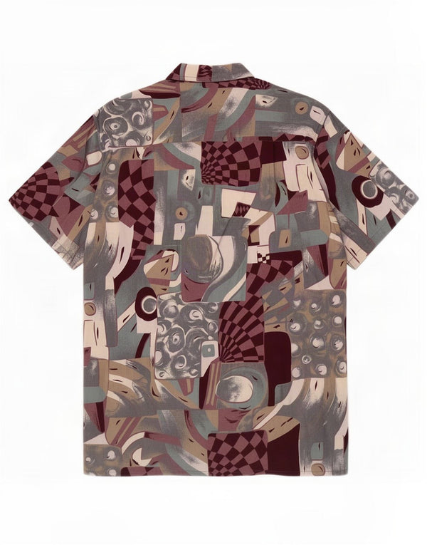 Vintage Herren-Kurzarmshirt mit abstraktem Muster, Größe 35 XS, mehrfarbig
