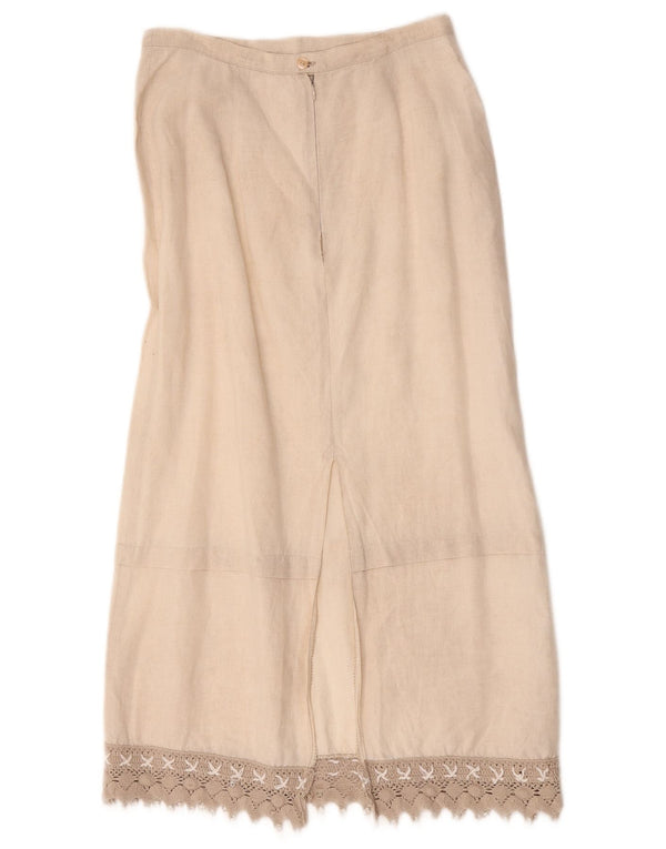 L.Pucci Damen Midirock IT 44 Medium W28 Beige Leinen