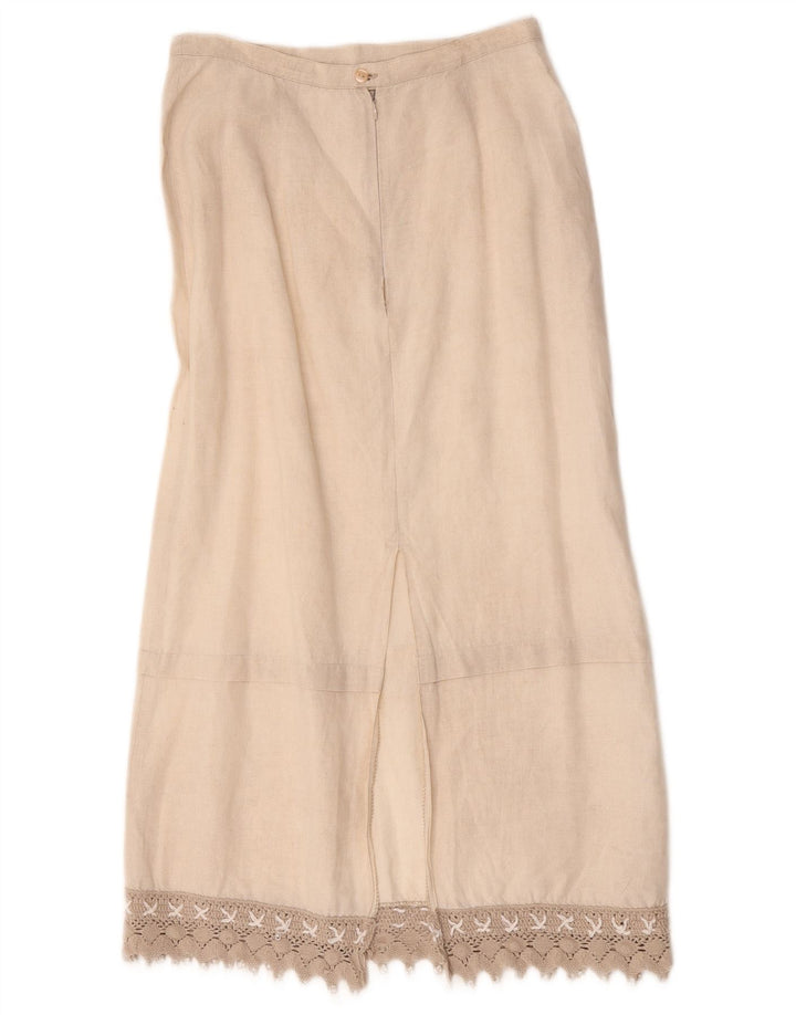 L.Pucci Damen Midirock IT 44 Medium W28 Beige Leinen
