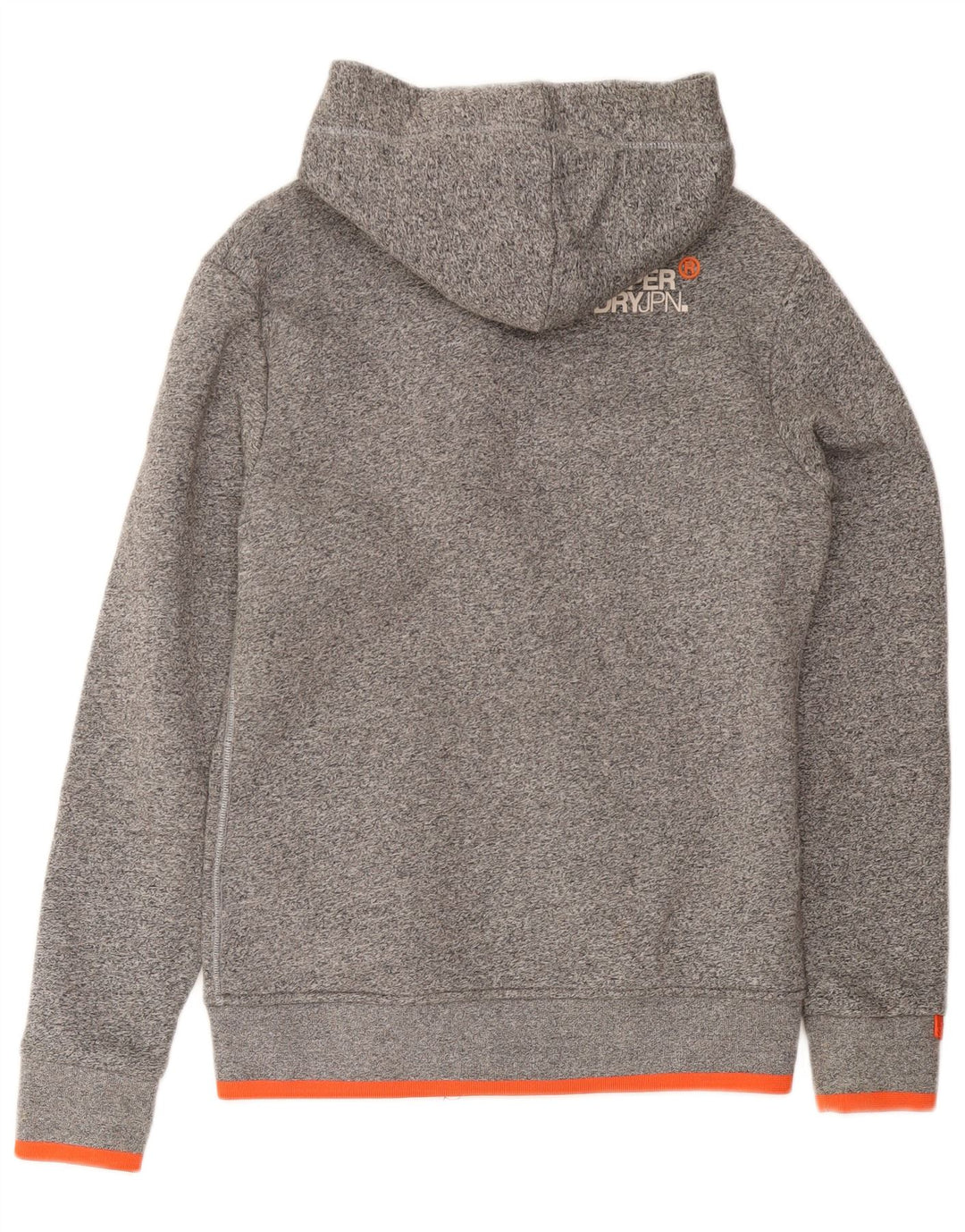 SUPERDRY Herren-Kapuzenpullover mit Reißverschluss, klein, grau gefleckte Baumwolle