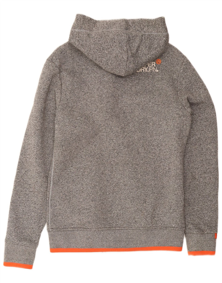 SUPERDRY Herren-Kapuzenpullover mit Reißverschluss, klein, grau gefleckte Baumwolle
