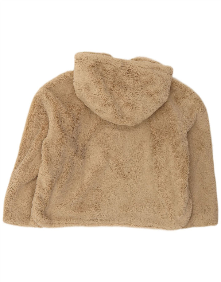 Zara Damen-Fleecejacke mit Teddybär-Kapuze, übergroß, Gr. 10, Größe S, Beige