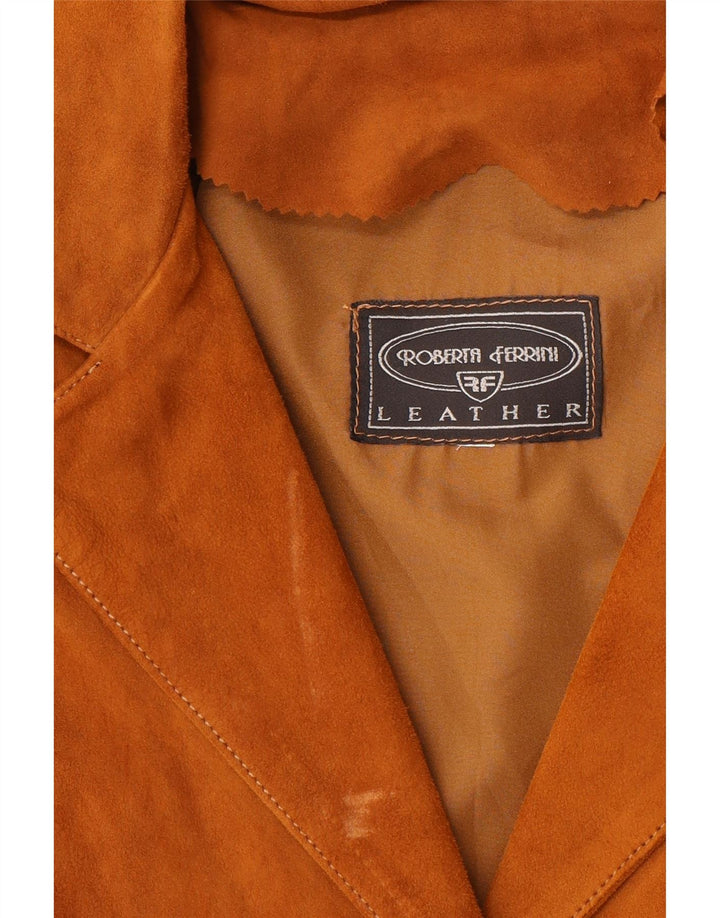 Roberta Ferrini Damen Wildledermantel UK 10 Small Braunes Leder