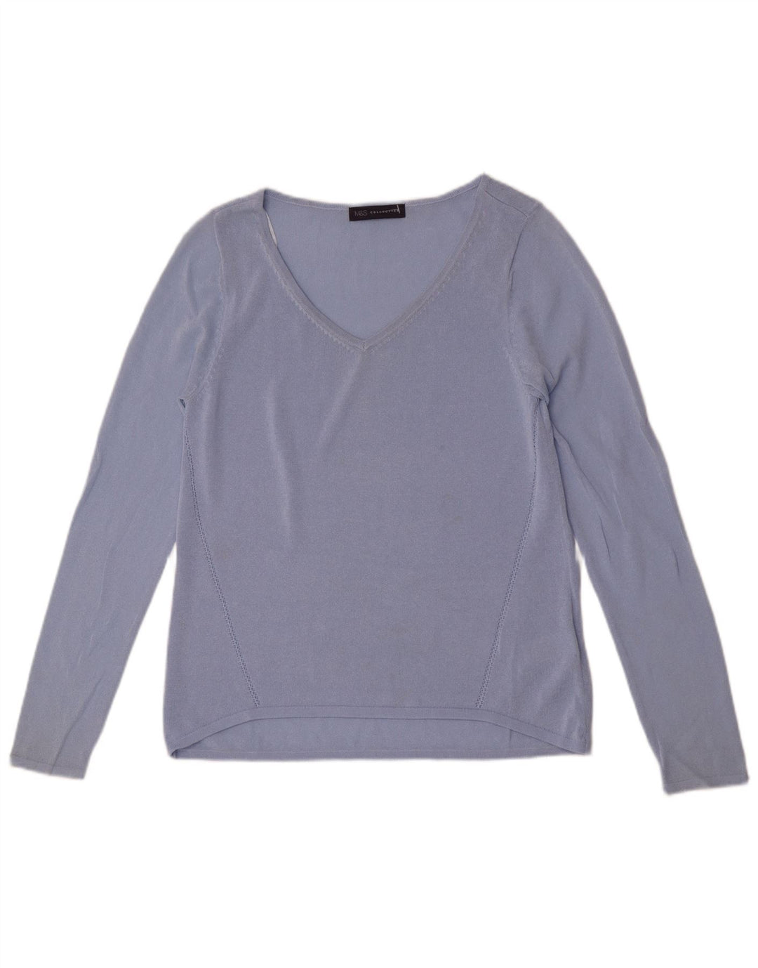 Marks & Spencer Damen Top Langarm UK 8 Small Blaue Viskose