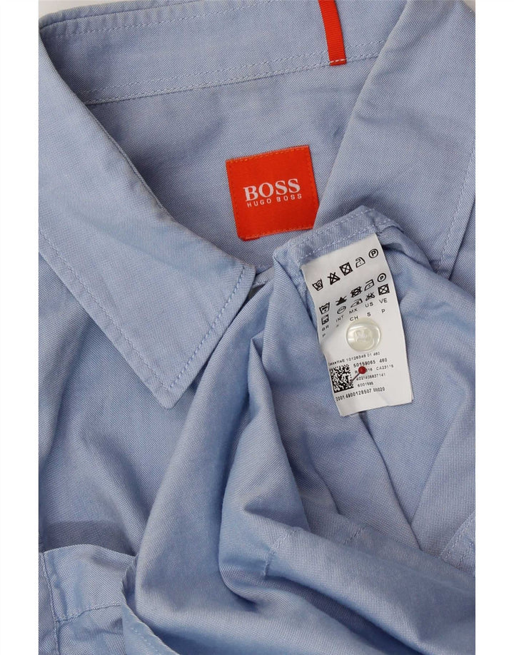 Hugo Boss Herrenhemd, klein, aus blauer Baumwolle