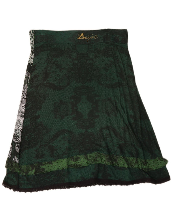 Desigual Damen A-Linienrock Medium W30 Grün geblümt