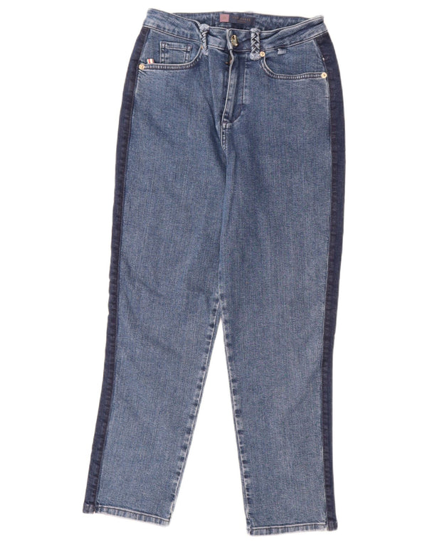 Ted Baker Damen High Waist Tapered Jeans W26 L25 Blaue Colourblock-Baumwolle