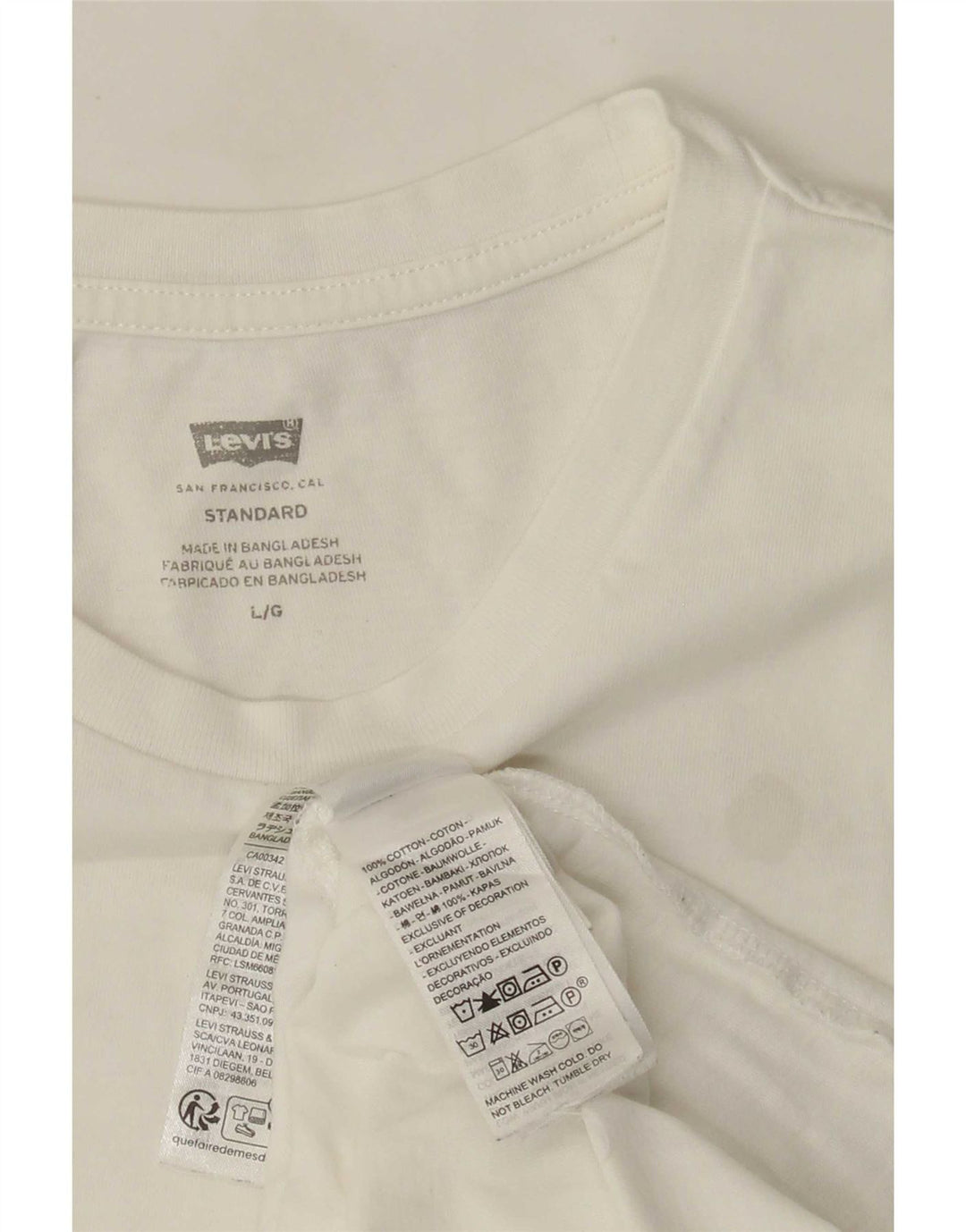 Levi's Herren Standard T-Shirt Top Large Weiß Baumwolle