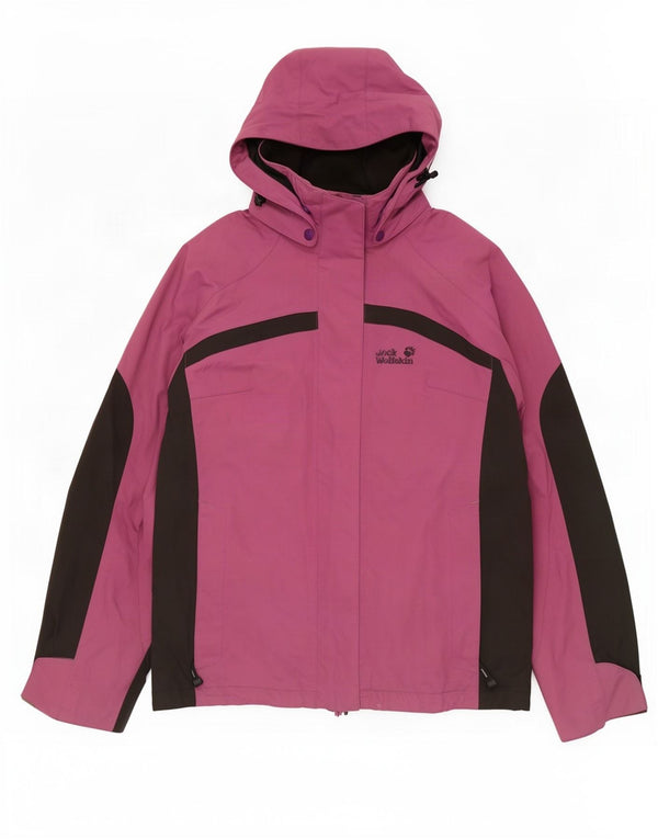 Jack Wolfskin Damen Regenjacke mit Kapuze UK 10 Small Lila Farbblock