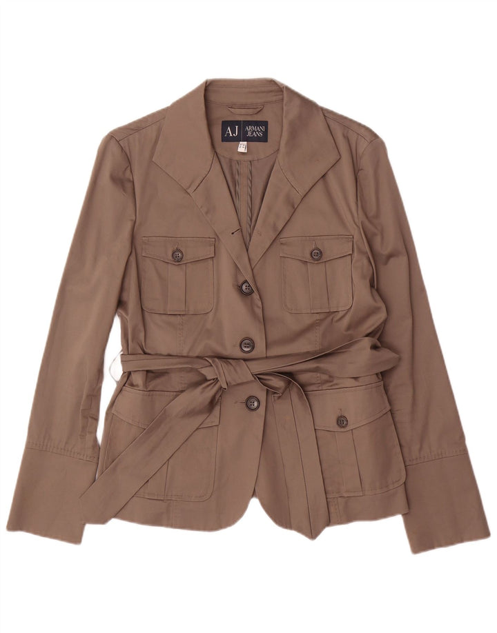 Armani Jeans Damen 3-Knopf-Blazerjacke EU 44 XL Braune Baumwolle