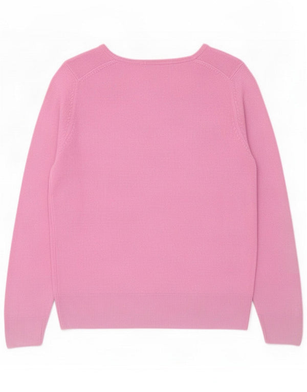 Marks & Spencer Damen-Pullover mit V-Ausschnitt, UK 14, großes Rosa, Acryl
