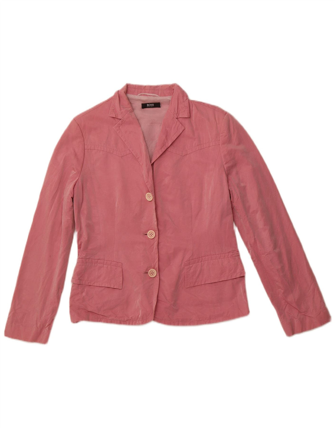 HUGO BOSS Damen-Blazer mit 3 Knöpfen, Gr. 14, Größe L, Rosa, Baumwolle