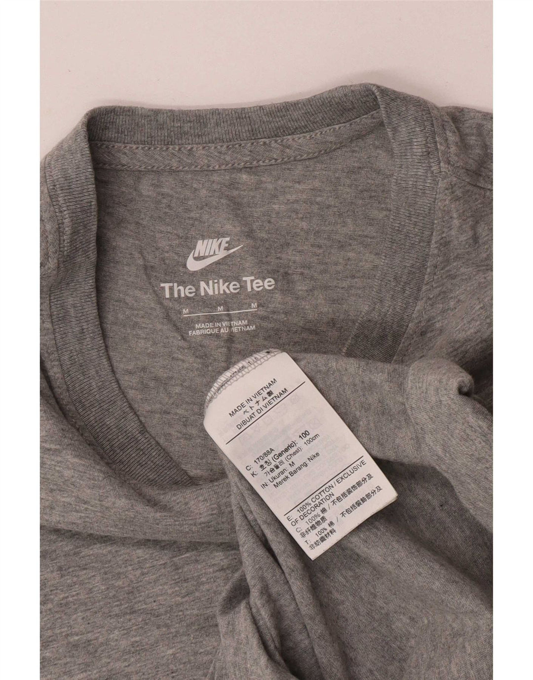 Nike Herren-T-Shirt-Oberteil aus mittelgrau gefleckter Baumwolle