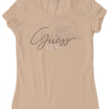 Guess Grafik-T-Shirt-Oberteil für Damen, UK 12, mittelweiße Baumwolle