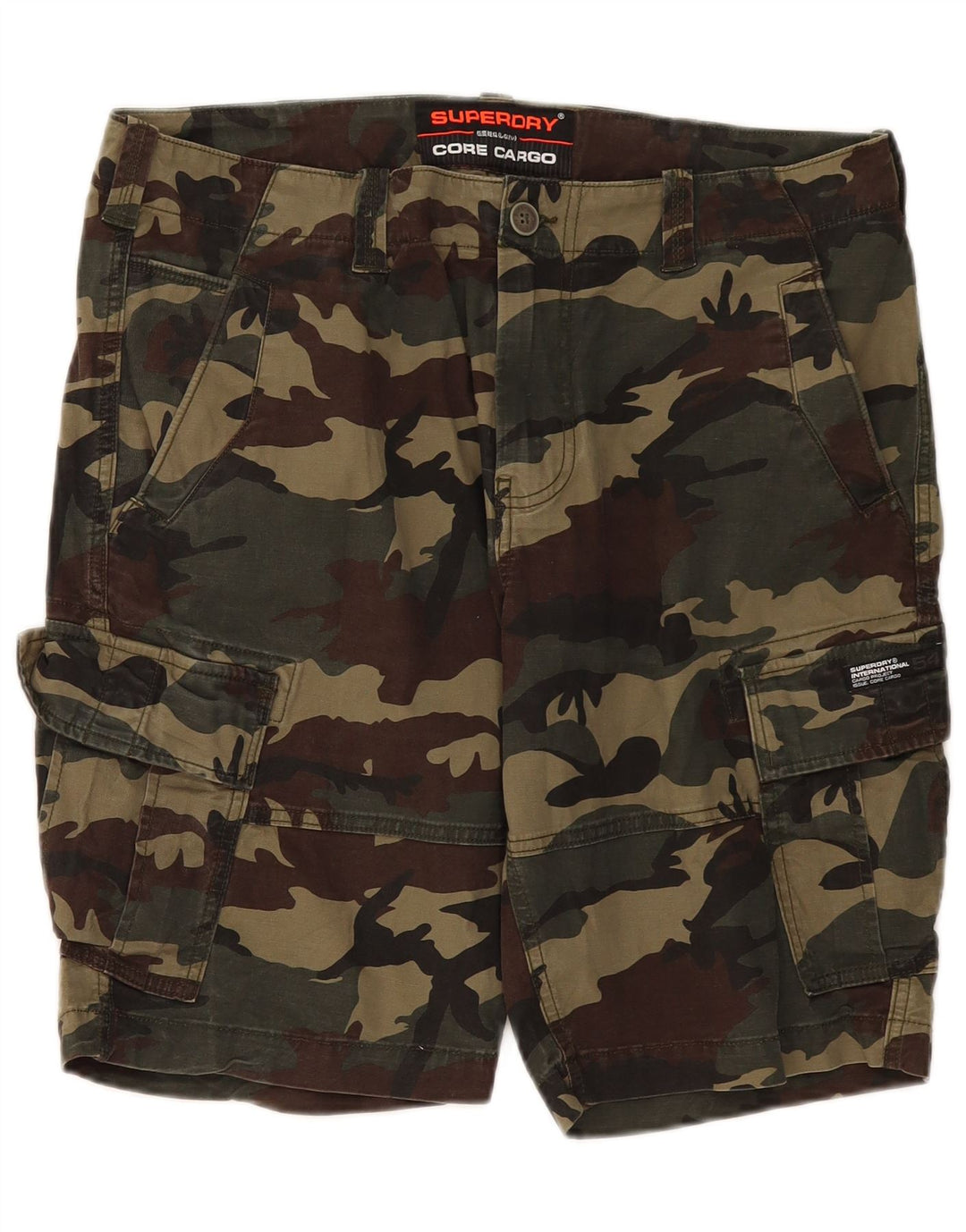 Superdry Herren Cargoshorts W36 Large Khaki Camouflage Cotton Army