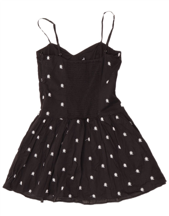 Zara Damen Sommerkleid UK 8 Small Schwarz geblümt