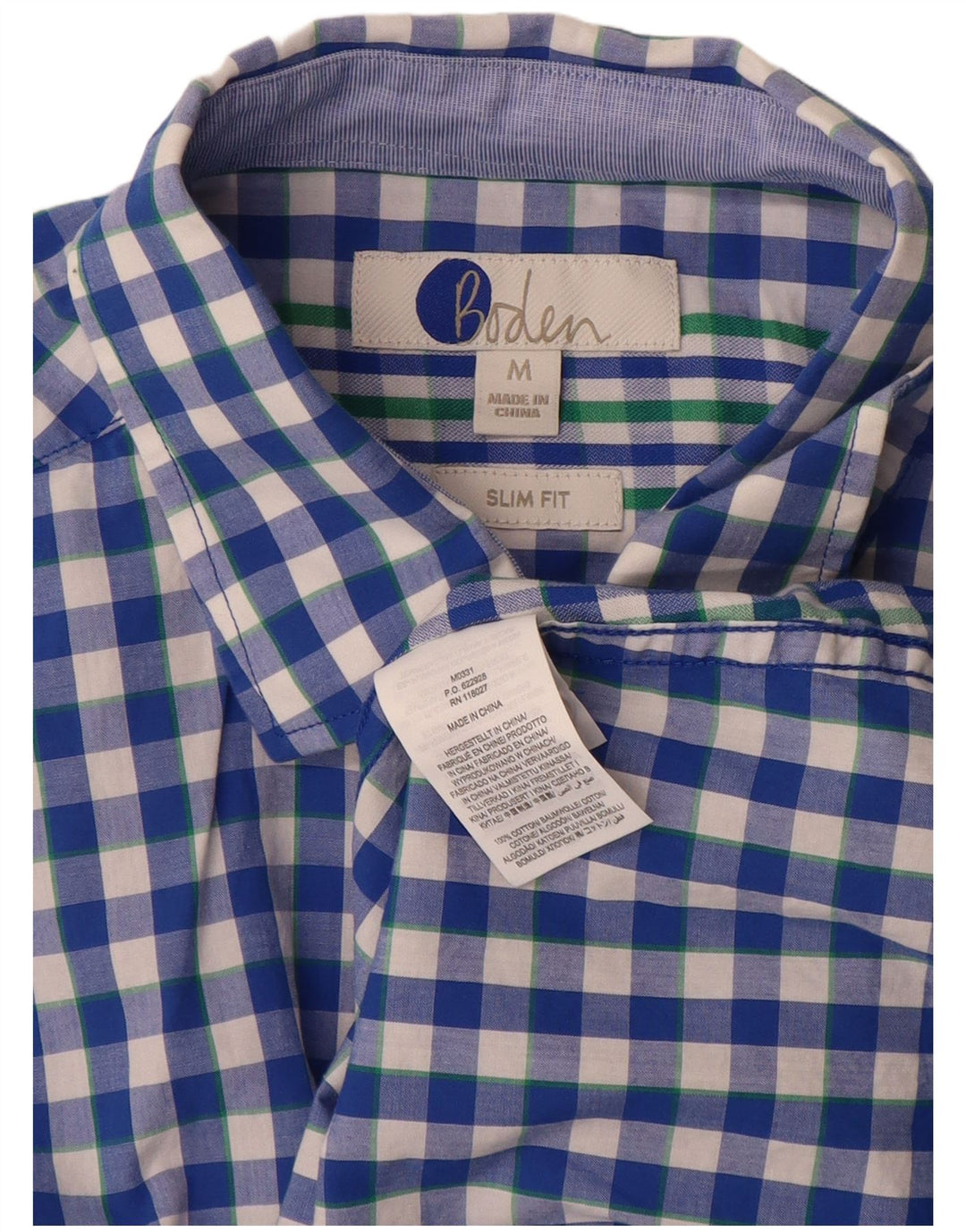 BODEN Herren-Slim-Fit-Hemd aus mittelblauer Gingham-Baumwolle