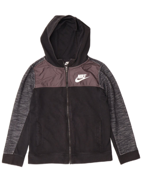 NIKE Kapuzenpullover mit Reißverschluss für Jungen, 10–11 Jahre, Mittelschwarz, Colourblock-Baumwolle