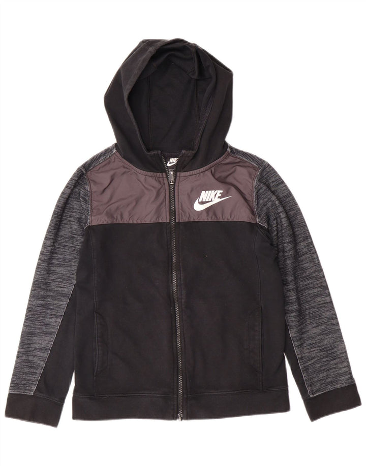 NIKE Kapuzenpullover mit Reißverschluss für Jungen, 10–11 Jahre, Mittelschwarz, Colourblock-Baumwolle