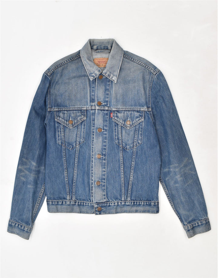 LEVI'S Damen Jeansjacke UK 14 Große blaue Baumwolle