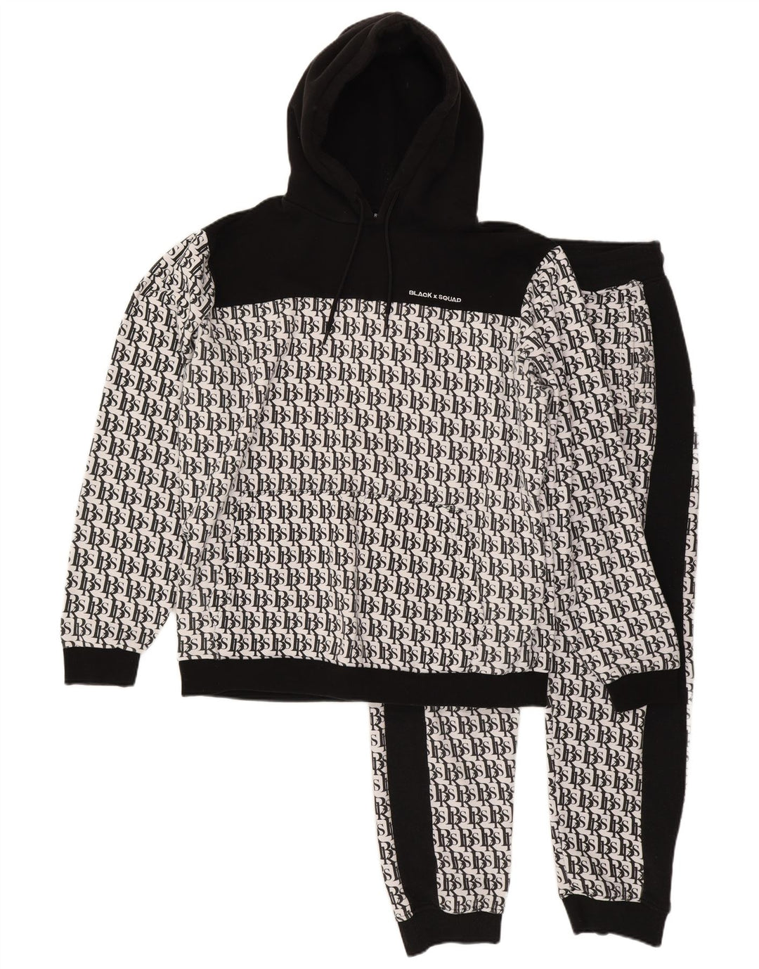 BLACK SQUAD Herren-Trainingsanzug mit grafischer regulärer Passform, XL, Weiß, Farbblock