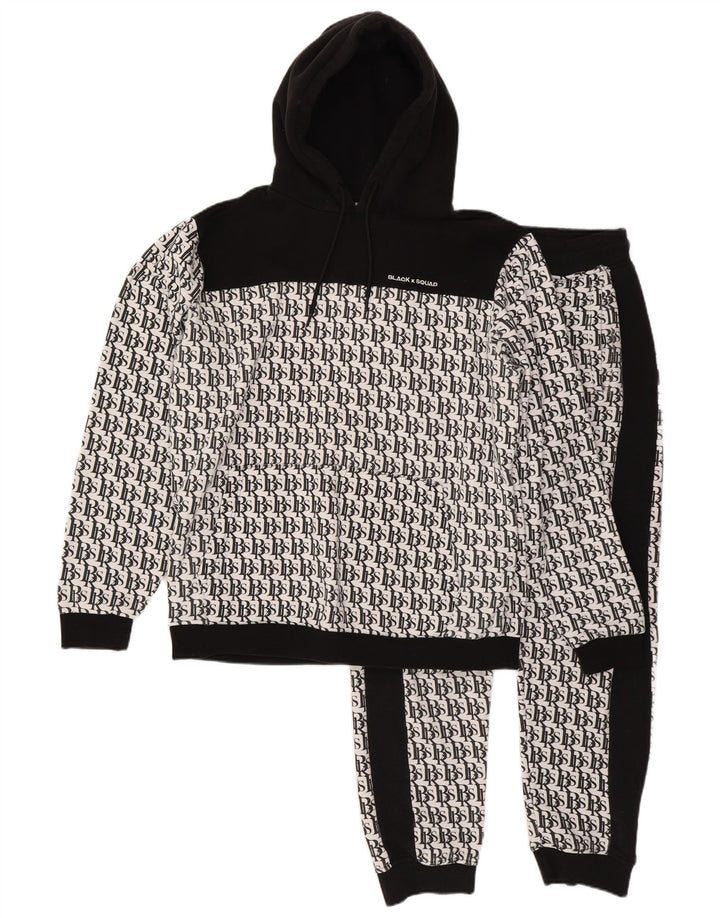 BLACK SQUAD Herren-Trainingsanzug mit grafischer regulärer Passform, XL, Weiß, Farbblock