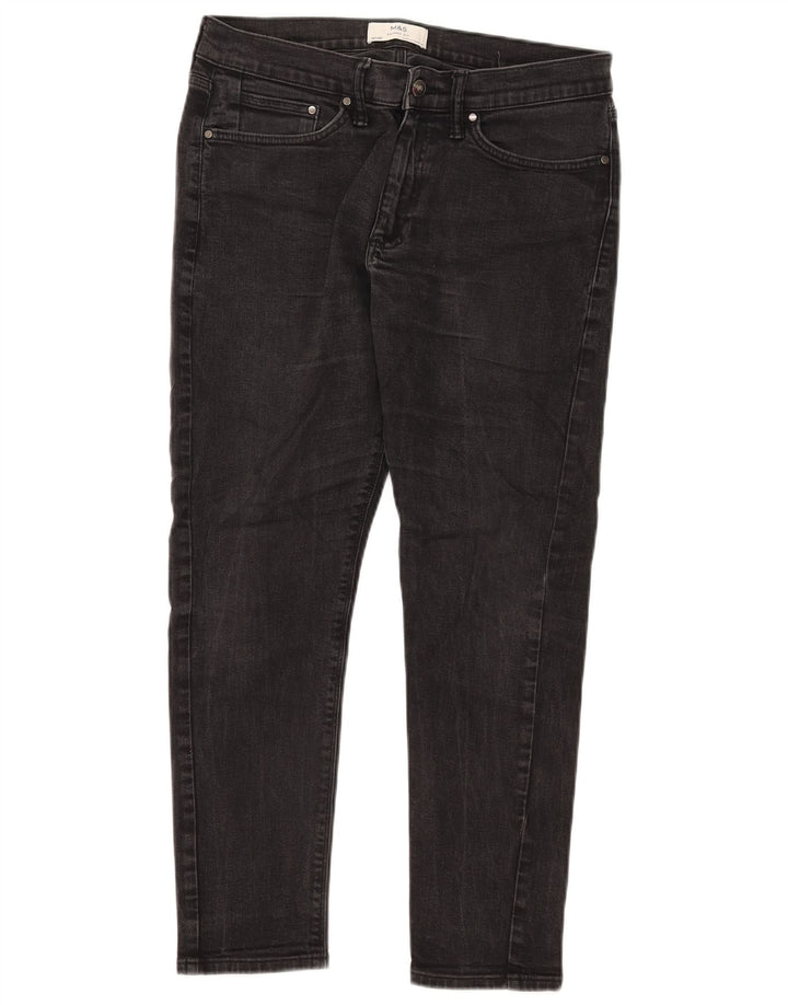 Marks & Spencer Herren Skinny Jeans W32 L29 Schwarze Baumwolle