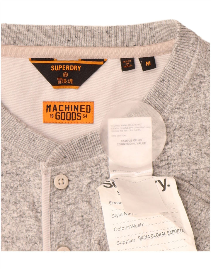 SUPERDRY Herren-Oberteil aus mittelgrauer, langärmliger, gesprenkelter Baumwolle