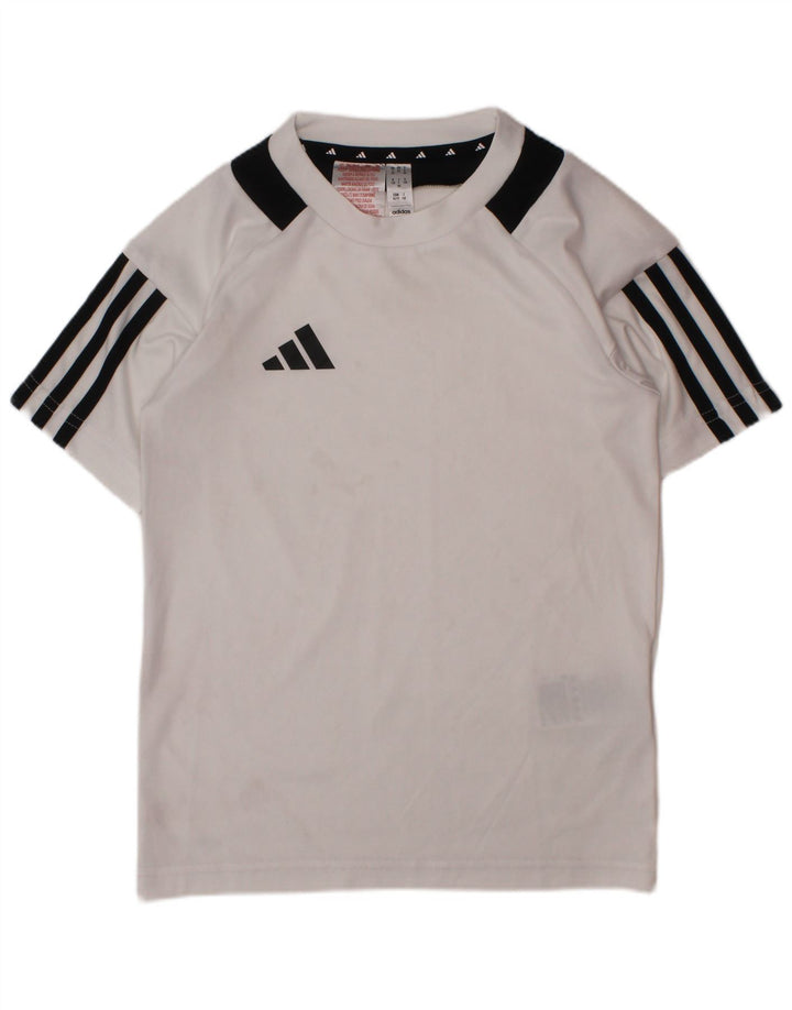 ADIDAS Aeroready T-Shirt-Oberteil für Jungen, 7–8 Jahre, weißes Colourblock-Polyester