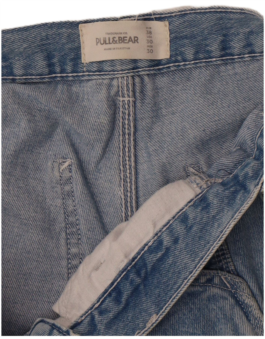 Pull & Bear Damen Cargo Denim Shorts EU 38 Medium W30 Blau